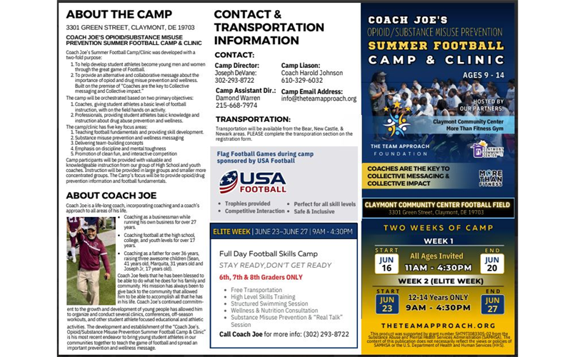 COACH JOE'S SUMMER FOOTBALL CAMP & CLINIC